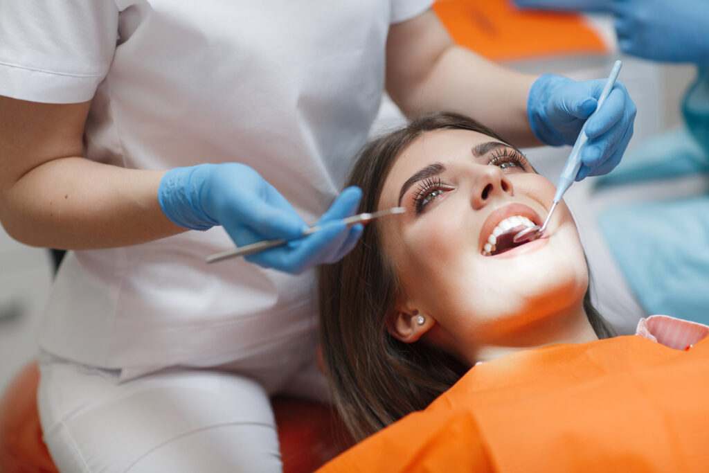 Dental clinic. Reception, examination of the patient. Teeth care